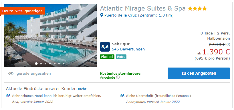 Last Minute Angebote für das Hotel Atlantic Mirage Suites & Spa im Februar 2022