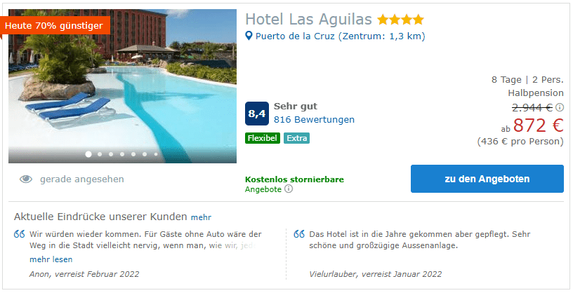 Hotel Las Aguilas Frühbucherrabatt 70 %